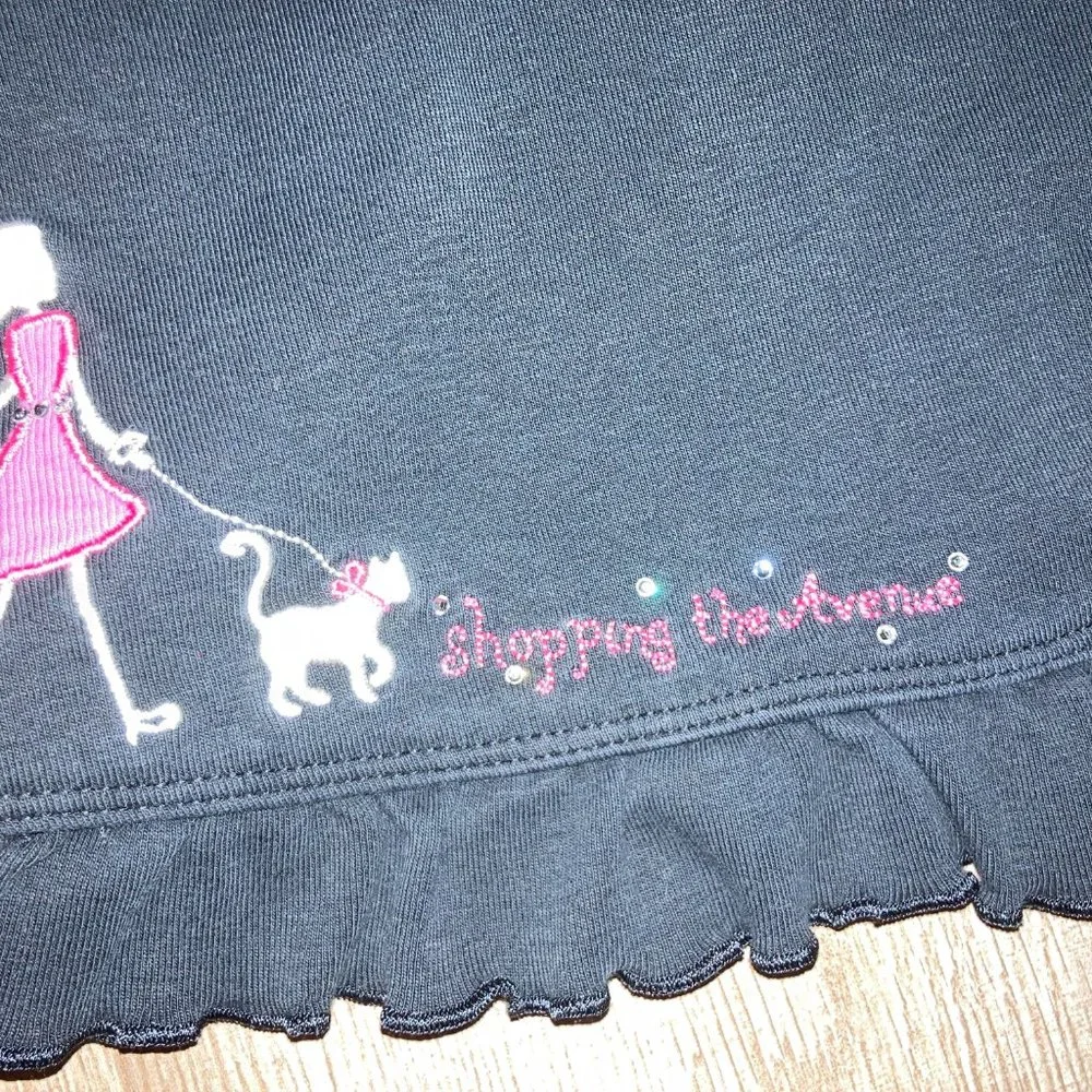 Gymboree Black Shopping the Avenue Dress 4 Pink Trim Vintage Long Sleeve Cotton